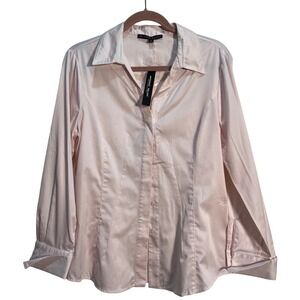 Antonio Melani Womens Blouse Top Long Sleeve Button Down Rosewater Size L NWT
